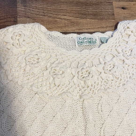 Vintage | Floral Lattice Cable Knit Cottonn Blend Sweater - Picture 5 of 10